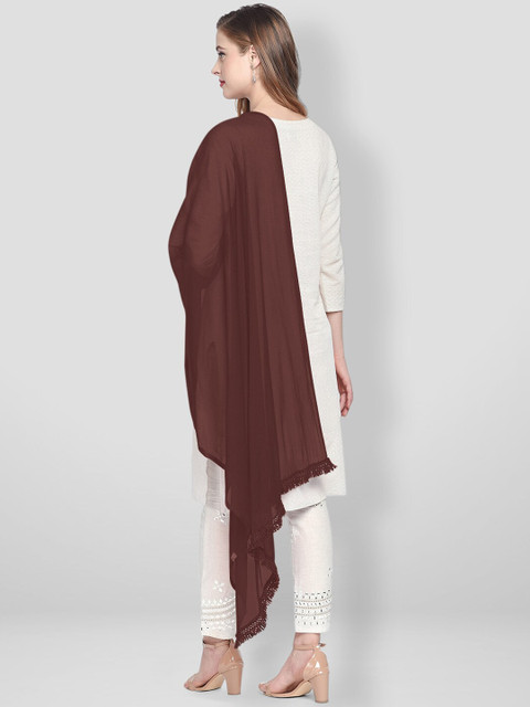 Dupatta Bazaar Coffee Brown Solid Dupatta - Image 5