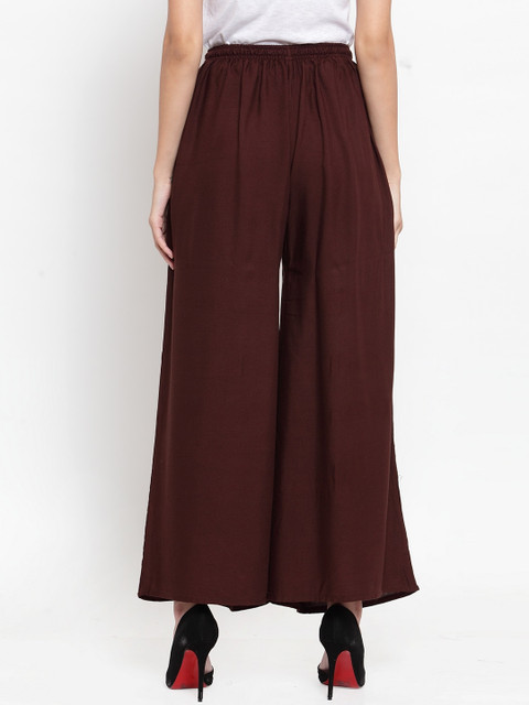Clora Creation Women Pack Of 2 Black & Brown Solid Wide Leg Palazzos - Image 3