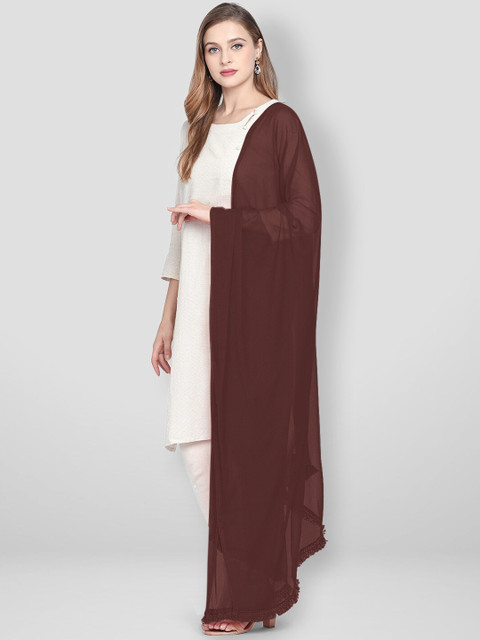 Dupatta Bazaar Coffee Brown Solid Dupatta - Image 4