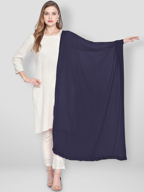 Dupatta Bazaar Navy Blue Solid Dupatta - Image 6