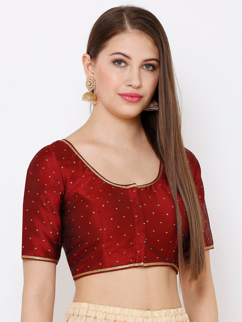 SALWAR STUDIO Silk Round Neck Saree Blouse - Image 2