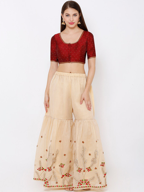 SALWAR STUDIO Silk Round Neck Saree Blouse - Image 5