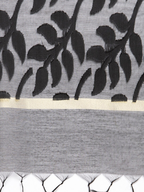 LOOM LEGACY Black Woven Design Dupatta - Image 2