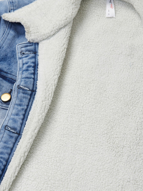 StyleStone Women Blue Solid Denim Jacket - Image 7