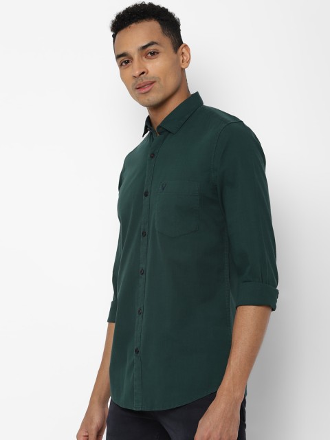 Allen Solly Men Green Regular Fit Solid Casual Shirt - Image 3