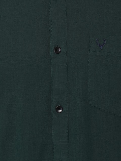 Allen Solly Men Green Regular Fit Solid Casual Shirt - Image 2