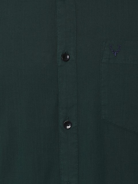 Allen Solly Men Green Regular Fit Solid Casual Shirt - Image 2