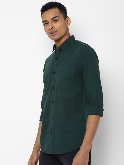 Allen Solly Men Green Regular Fit Solid Casual Shirt - Image 3