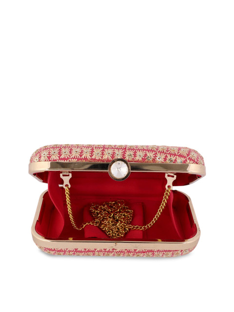 REZZY Pink & Red Floral Textured Clutch - Image 4