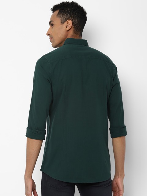 Allen Solly Men Green Regular Fit Solid Casual Shirt - Image 4