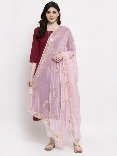Clora Creation Pink Solid Dupatta