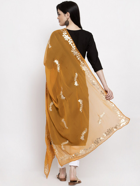 Clora Creation Mustard Yellow Woven Design Dupatta - Image 3