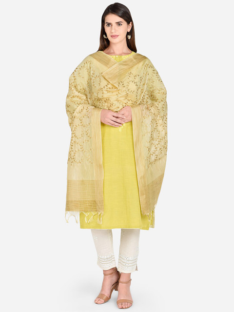 Dupatta Bazaar Cream-Coloured Embroidered Dupatta