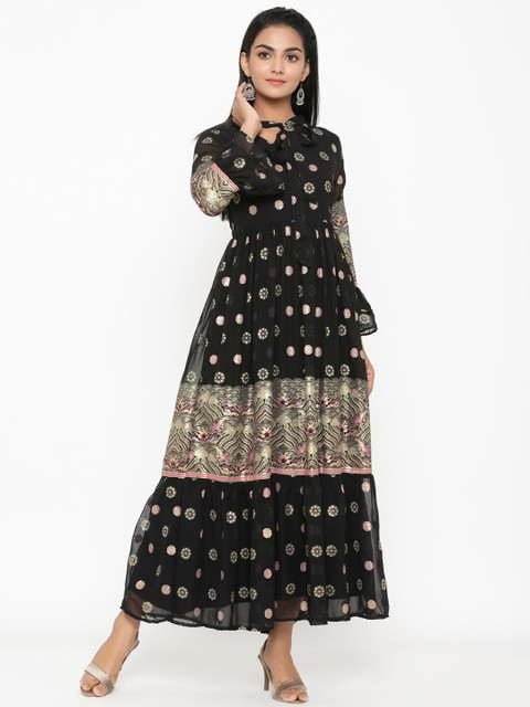 RANGMAYEE Women Black Printed Maxi Dress - Image 3