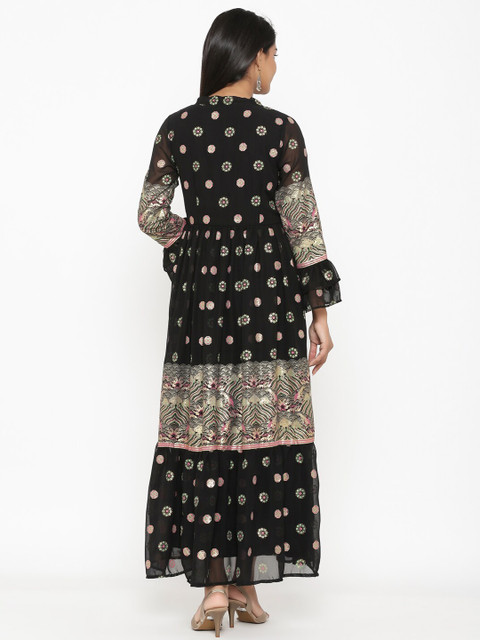 RANGMAYEE Women Black Printed Maxi Dress - Image 5
