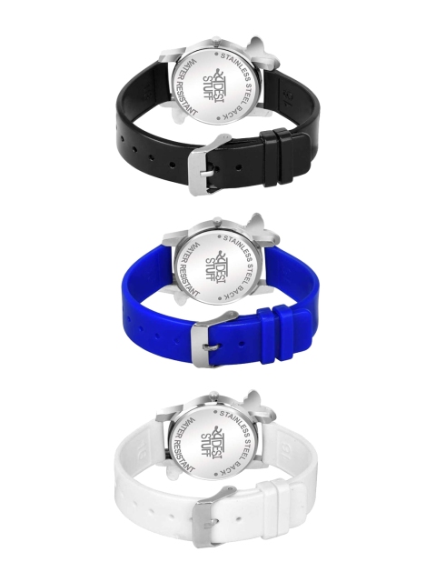 SWADESI STUFF Boys Pack Of 3 Analogue Watches 2 BF BLACK WHITE BLUE - Image 3