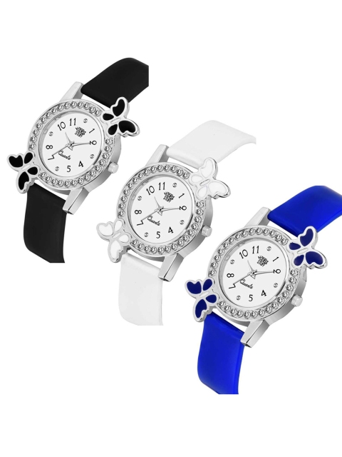 SWADESI STUFF Boys Pack Of 3 Analogue Watches 2 BF BLACK WHITE BLUE - Image 2