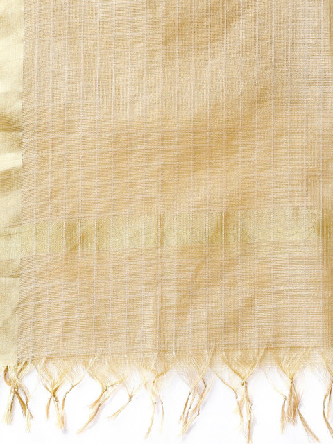 Vishudh Beige & Gold-Toned Woven Design Dupatta - Image 2