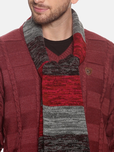 513 Men Red & Grey Colourblocked Muffler - Image 2