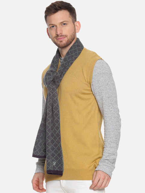 513 Men Green & Charcoal Grey Patterned Muffler - Image 3