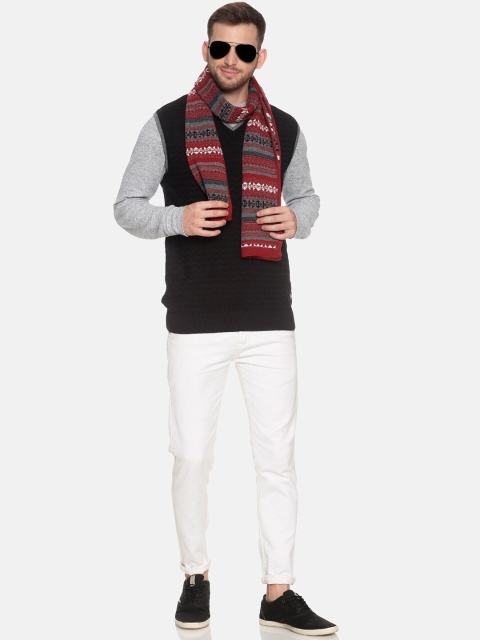 513 Men Red & Grey Patterned Muffler - Image 4
