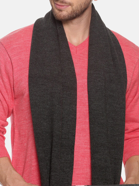 513 Men Charcoal Grey Solid Muffler - Image 2