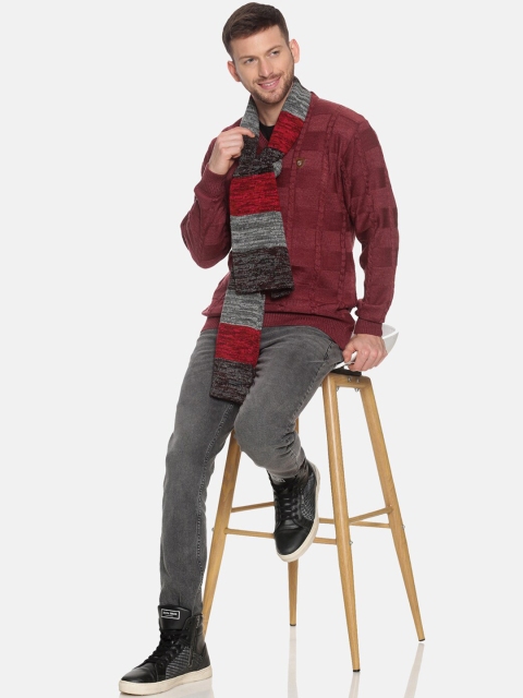 513 Men Red & Grey Colourblocked Muffler - Image 4