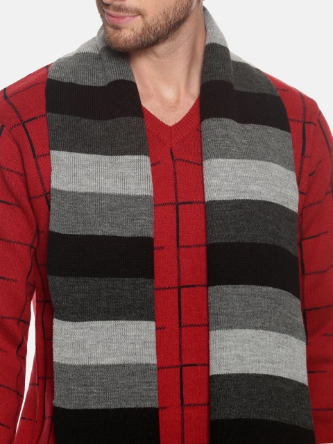 513 Men Beige & Red Woven Design Mufflers - Image 2