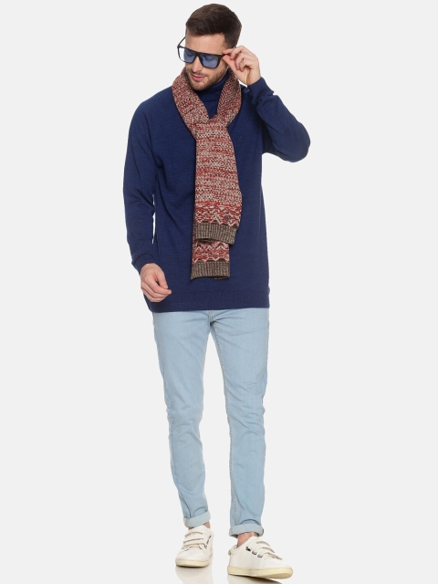 513 Men Beige & Red Woven Design Mufflers - Image 4