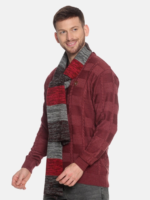 513 Men Red & Grey Colourblocked Muffler - Image 3