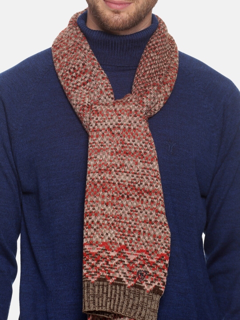 513 Men Beige & Red Woven Design Mufflers - Image 2