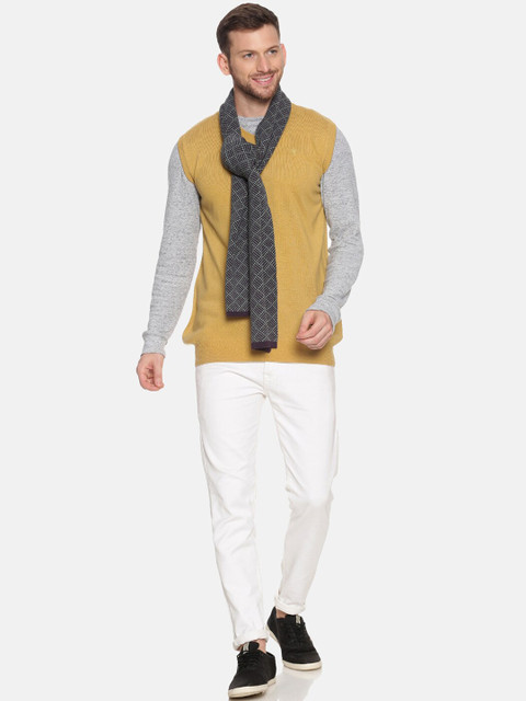 513 Men Green & Charcoal Grey Patterned Muffler - Image 4