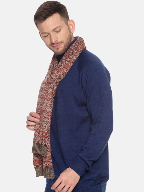 513 Men Beige & Red Woven Design Mufflers - Image 3