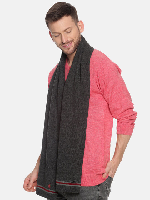 513 Men Charcoal Grey Solid Muffler - Image 3