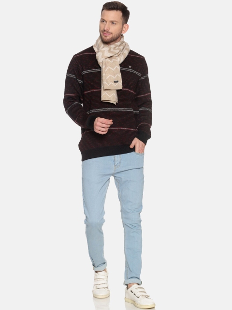 513 Men Beige Chevron Patterned Muffler - Image 4