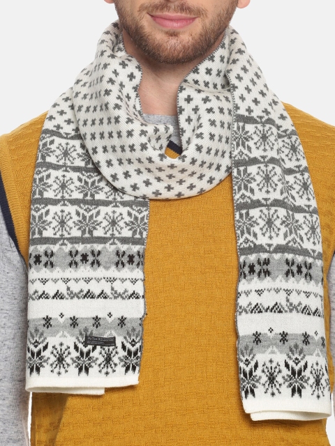 513 Men Beige & Red Woven Design Mufflers - Image 2