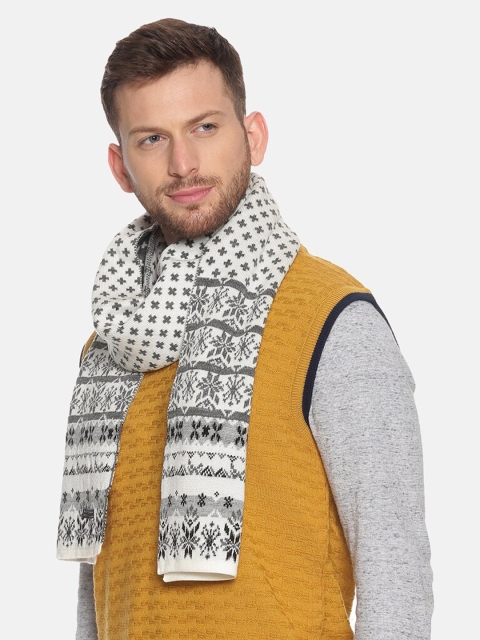 513 Men Beige & Red Woven Design Mufflers - Image 3