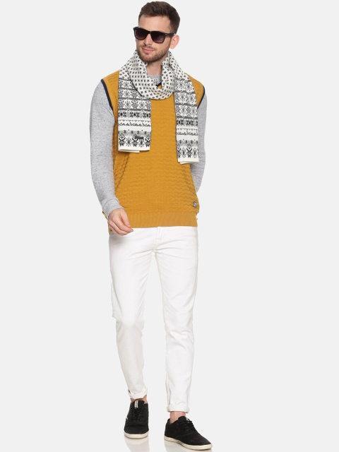 513 Men Beige & Red Woven Design Mufflers - Image 4
