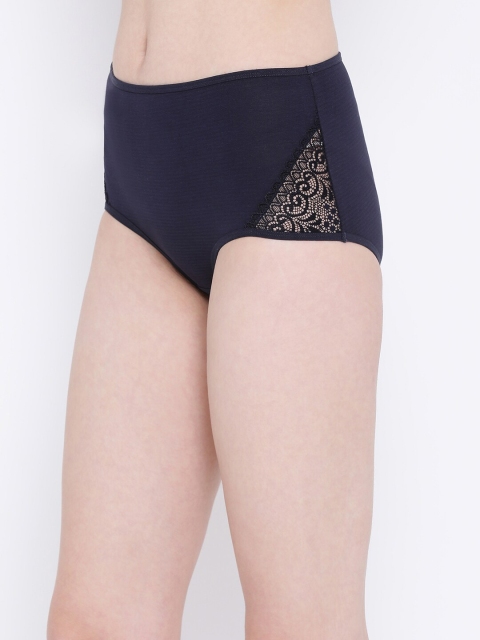 Clovia Women Navy Blue Lace High Waist Hipster Briefs PN1057P083XL - Image 3