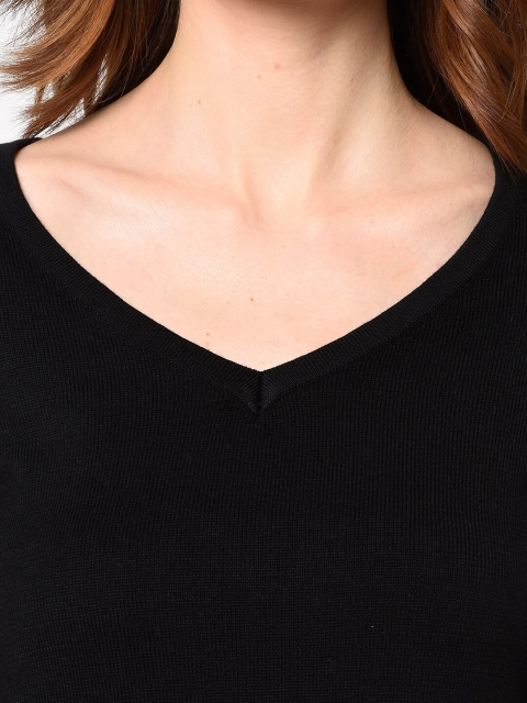 98 Degree North Women Black Solid Pullover Sweater - Image 2