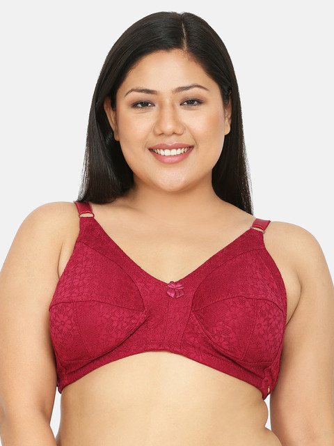 Curvy Love Plus Size Women Red Solid Non-Padded Non-Wired Full Coverage Bra CL-13 MAROON-C20