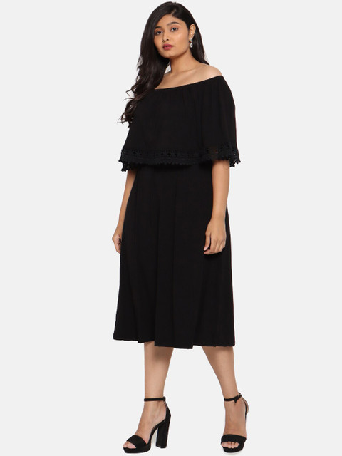 The Pink Moon Women Black Solid Fit and Flare Dress - Image 3