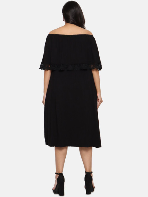 The Pink Moon Women Black Solid Fit and Flare Dress - Image 4