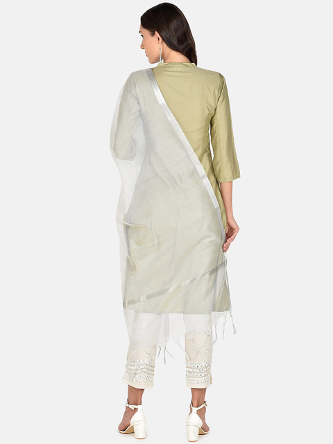 Dupatta Bazaar Silver-Toned Solid Dupatta - Image 4