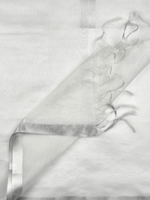 Dupatta Bazaar Silver-Toned Solid Dupatta - Image 2