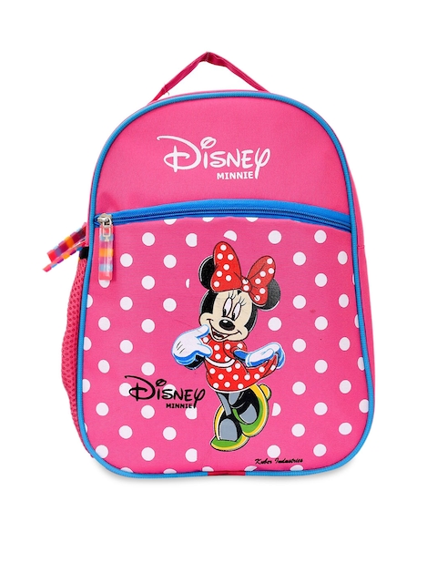 Kuber Industries Kids Pink & White Minnie Mouse Printed Waterproof Backpack