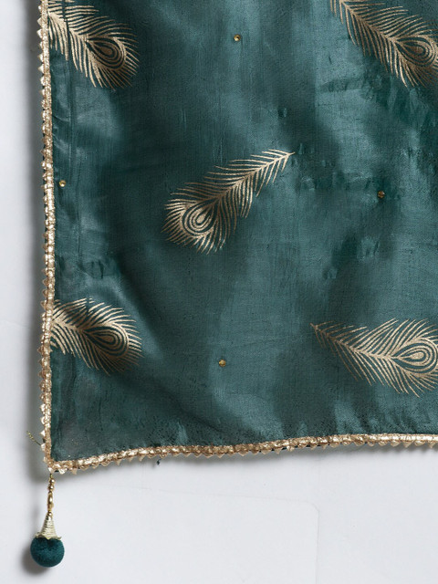 Clora Creation Women Green & Gold-Coloured Printed Dupatta - Image 2