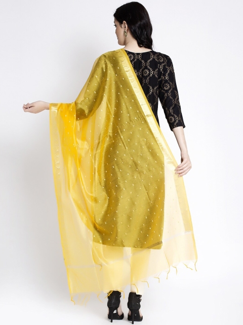 Clora Creation Yellow & Gold-Coloured Printed Dupatta - Image 4