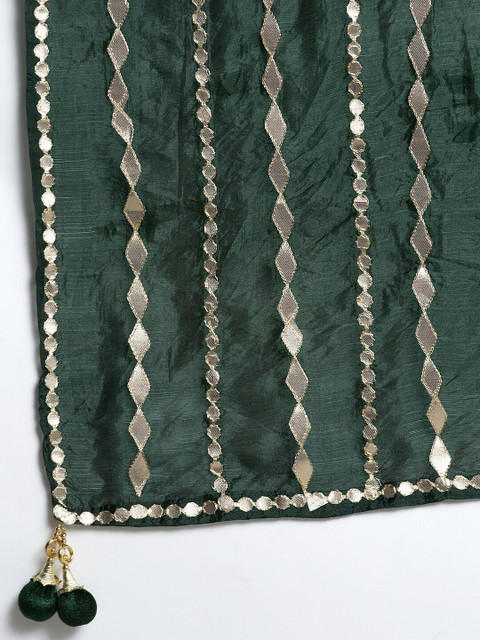 Clora Creation Women Green & Gold-Coloured Striped Gotta Patti Dupatta - Image 2
