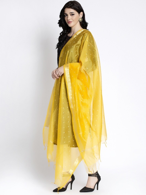 Clora Creation Yellow & Gold-Coloured Printed Dupatta - Image 3